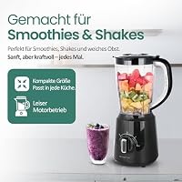 EMERIO Standmixer mit 1.5L Mix-Behälter| Crush Ice Funktion | 2 Geschwindigkeiten + Pulse Funktion | Messereinheit aus Edelstahl | Sicherheitsschalter | geschirrspülgeeignet | 500 Watt | BL-124816.8 – Ansicht 2