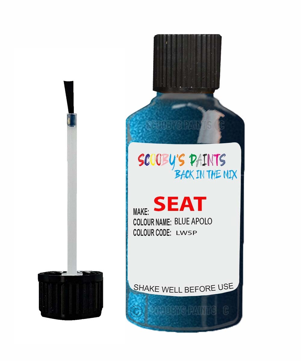 Scoobys Paints Back In The Mix Blue Apolo Touch Up Paint For Seat Ibiza Lw5p 2012-2018 30Ml Bottle Brush Scratch Stone Chip Repair Pen