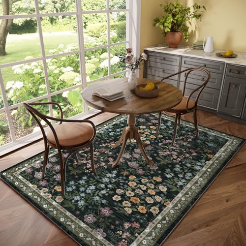 Machine Washable Living Room Rug: 5x7 Area Rugs for Bedroom Non Slip Low Pile Soft Stain Resistant Lightweight Carpet Rugs for Living Room Entryway Kitchen Dining Room Farmhouse Kids Room Nursery by palohom - Used condition - Image 7