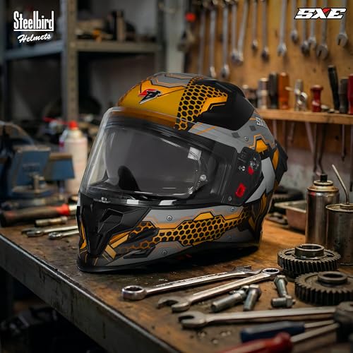 Image of Steelbird SBH-61 SXE X3 Pinlock ISI and Dot Certified Full Face Graphic Helmet for Men and Women with Inner Silver Sunshield