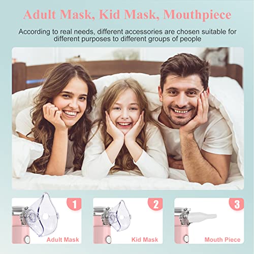 Portable Handheld Nebulizer For Adults And Children, Travel Inhaler Ultrasonic Nebulizer, Self-Cleaning Mesh Nebulizer Machine For Breathing Issues With Full Package, Pink #TOP7