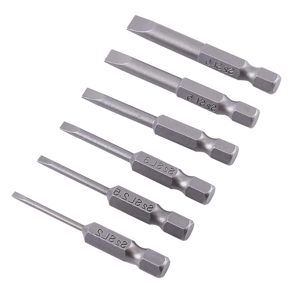 6 Pz 50mm Punte per Cacciavite con Intaglio Codolo Esagonale S2 Lega Testa Piatta Punta Magnetica
