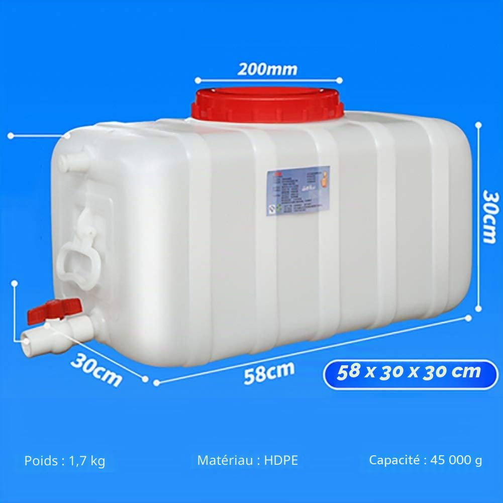 Jerrican Alimentaire Réservoir de Stockage d'eau à Usage Domestique fûts en Plastique de réservoir Externe Rectangle Blanc épais de réservoir d'eau en Vrac extérieure (Size : 50L)