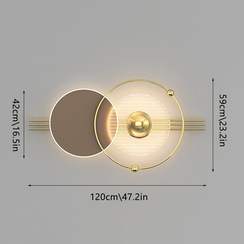 Modern LED Wall Sconce 2-Ring Geometric Design Decor Wall Light Fixture Minimalist Art Orange/Brown Round+Gold Circle Decor Wall Mounted Lamp Nordic Wall Lamp for Living Room Bedroom Hallway