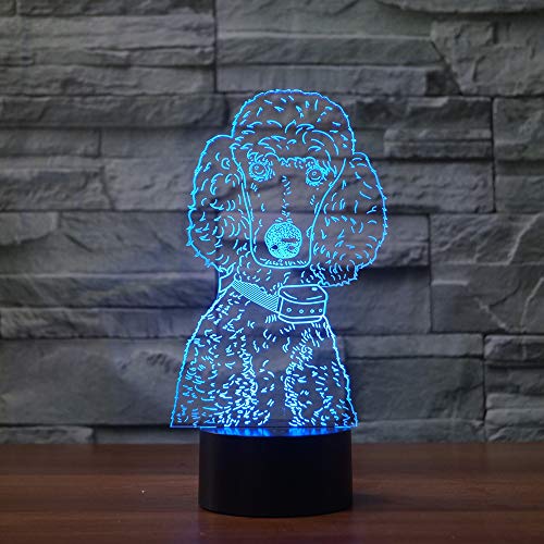 Lámpara de Mesa de Ilusión 3D Poodle con Control Remoto miniatura 4