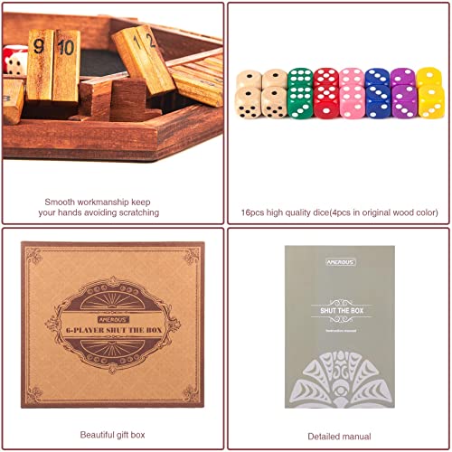 Juego Shut The Box Deluxe de Dados y Tablero AMEROUS miniatura 5
