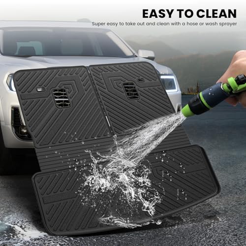 Image of LASFIT Trunk Mat with Backrest Mat for GMC Acadia 2017-2023 | All Weather TPE Custom Fit, Edge to Edge Coverage, High Edge, 3D Scanning Technology, Easy to Wash