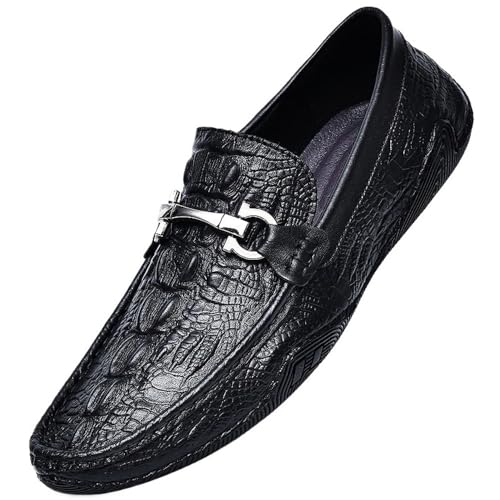 Men's Leather Oxfords Shoes Classic Formal Fashion Slip On Business Casual Round-Toe Comfort Office Loafers