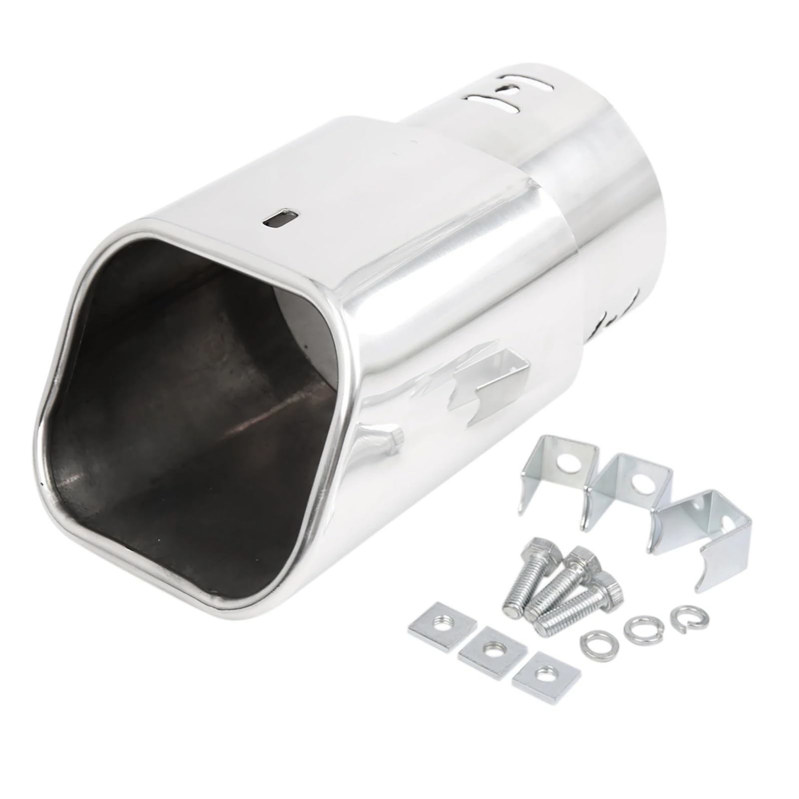 Terminale Tubo Coda Terminale Di Scarico Per Auto, Universale In Acciaio Inox Cromato, Diametro Uscita Quadrata 1 3/4"-2 3/8"