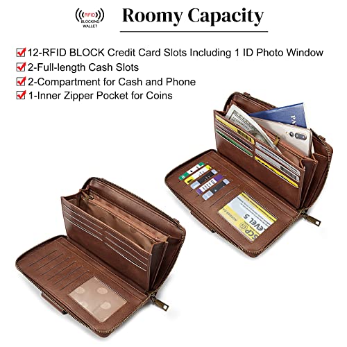 Image of S-ZONE Crossbody Cell Phone Purse Wristlet Wallets for Women RFID Blocking Phone Wallet with 2 Straps