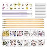 Kit de gemas de dientes, kit de cristales de dientes, dientes reflectantes de cristal, kit de dientes, 12 estilos de dientes reflectantes para decoraciones de Halloween