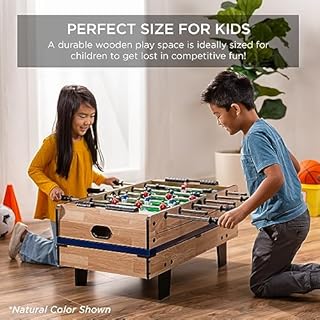 Best Choice Products 4-in-1 Multi Game Table, Childrens Combination Arcade Set w/Pool Billiards, Air Hockey, Foosball and Table Tennis - Dark Wood