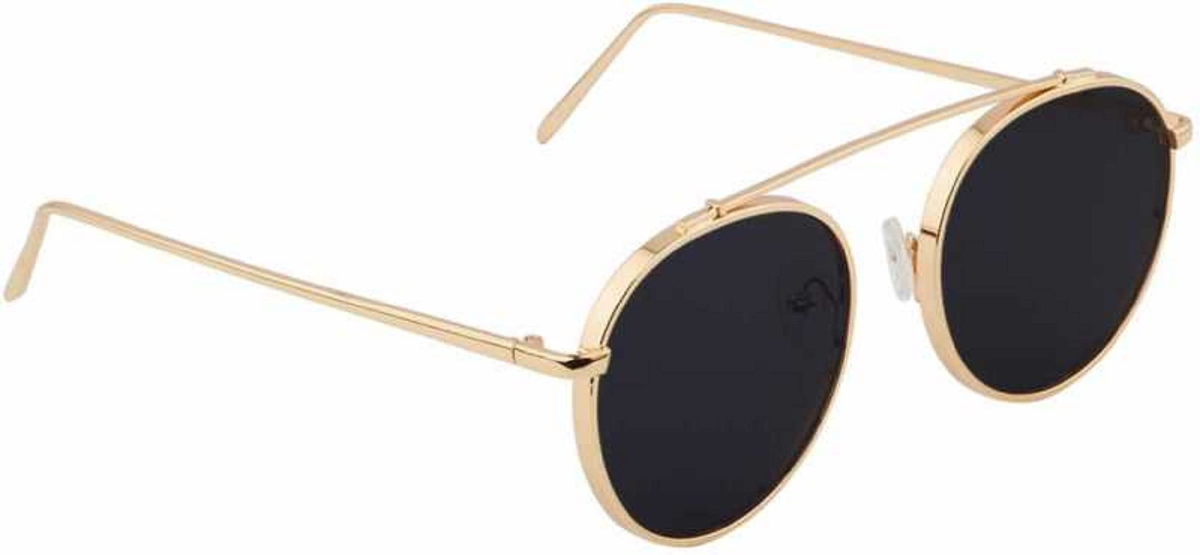 Sunwear UV-Protected Adult Stylish Metal Body Square Sunglass(Gold-Black)-picture-25