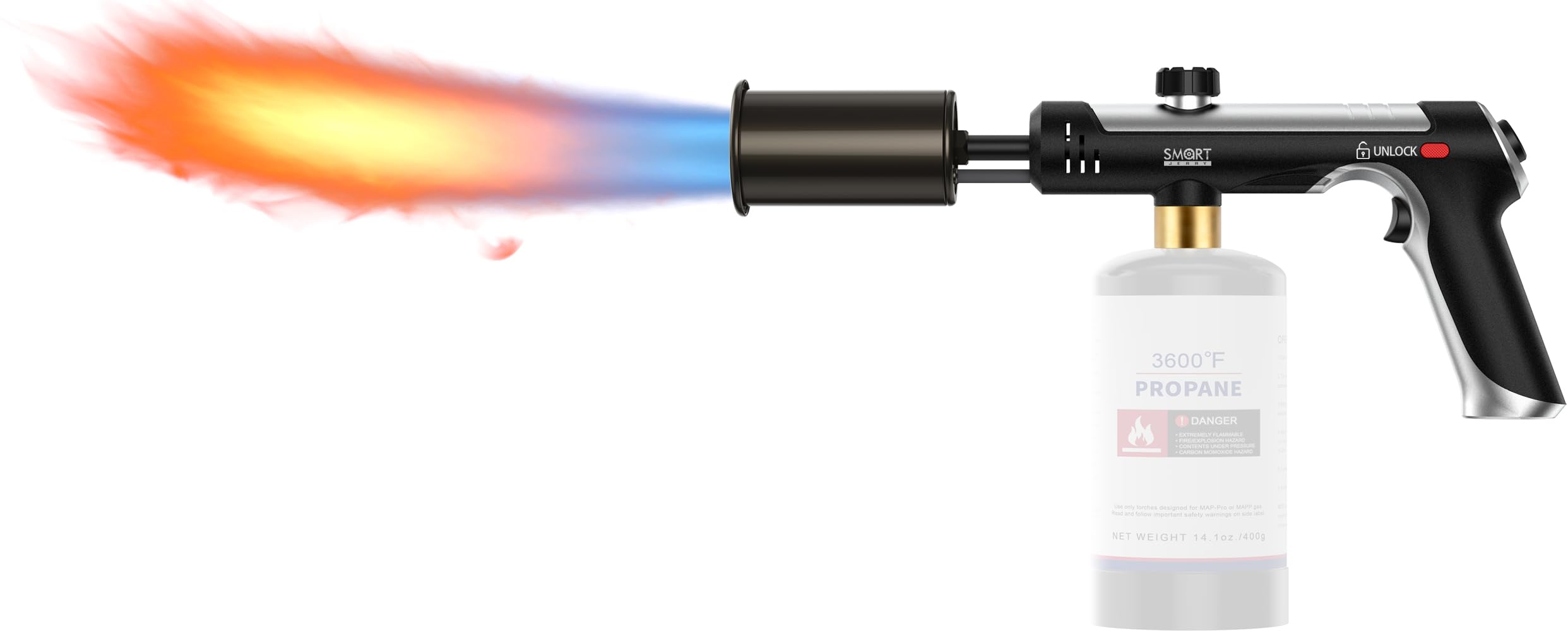Pistolet torche au propane SMART JERRY avec flamme réglable pour barbecue