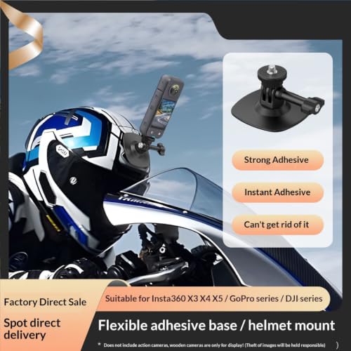 Image of Flexible Adhesive Helmet Mount Base for Insta360 X5, X4, X3, X2, Ace Pro & Ace, Curved Stick-On for Cycling, Biking, Skiing & Motorcycling (Action Camera Helmet Mount Base)