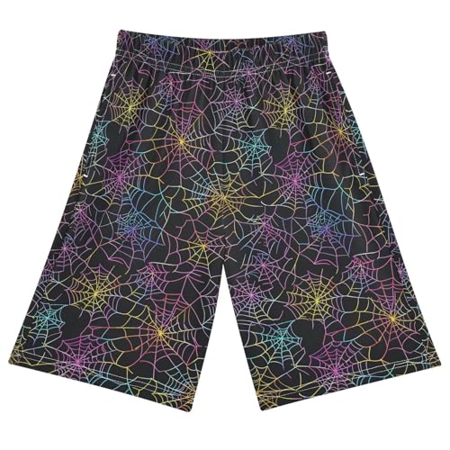 Webs Pattern Pajama Pants Short Sleep Pants Pajama Bottoms Elastic Waist with Pockets 6-14 Years