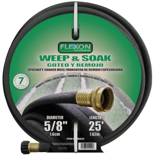 Flexon WS5825 Weep and Soak Soaker Hose, Black, 25-Feet