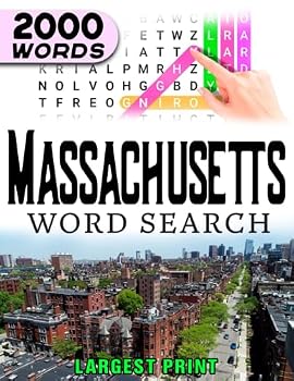 Massachusetts State Word Search Book: Word Find Book For Adults, Seniors And Teens | Large Print Gift | Brain Training Book: Adventures for Hours of ... Cities, Counties, Landmarks, History, Sport