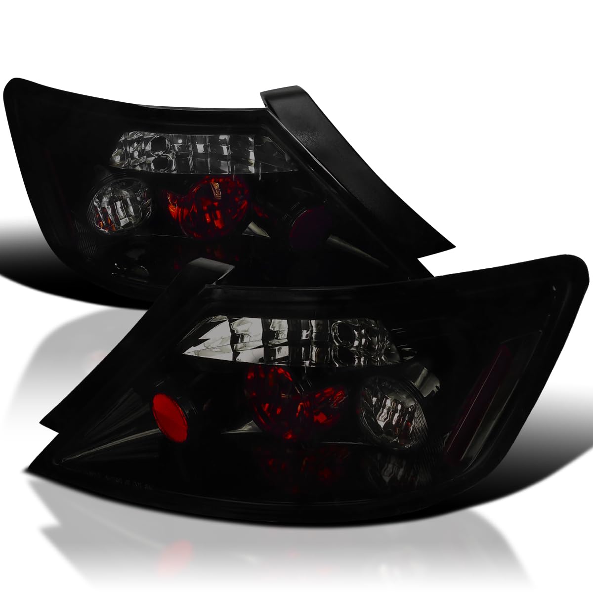 SPEC-D TUNING Black Smoke Tail Lights Compatible with 2006-2011 Honda Civic Coupe 2 Door, Left + Right Pair Assembly