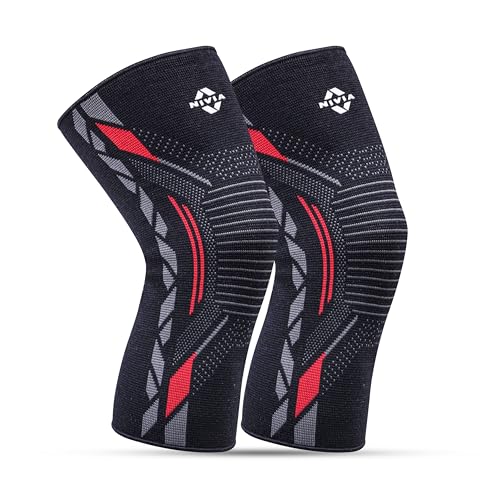 Image of Nivia Knitted Knee Support, for Men, for Gym, Knee Sleeves, Knee Braces Pair for Sports & Workout, Knee Cap, Knee Compression Knee Supporter for Exercise, Running, Cycling
