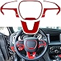 ABS Carbon Fiber Steering Wheel Cover Trim Interior Accessories for 2015-2021 Dodge Challenger Charger, for 2014-2021 Dodge Durango for Jeep Grand Cherokee SRT8 (red)