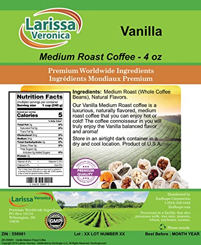 Café en grano tostado medio sabor vainilla 4 oz miniatura 2