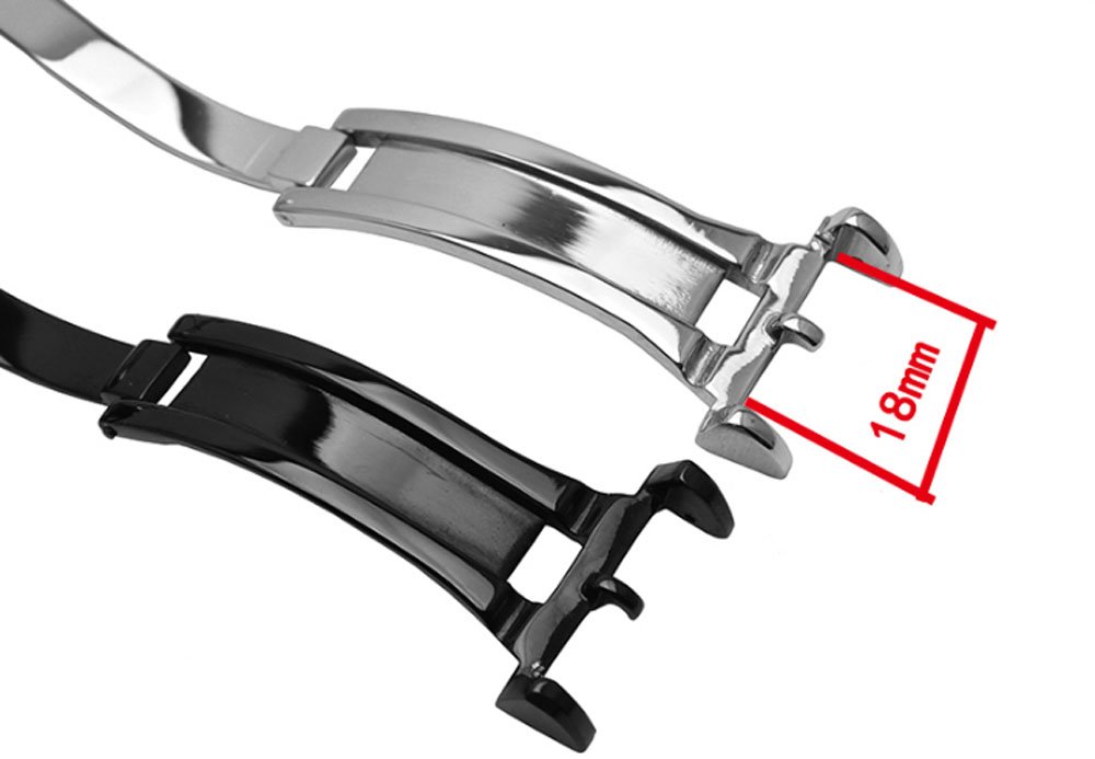 Richie strap] 18mm Quality Swiss 316L Stainless Steel Deployment Buckle Fits for IWC Pilot's Portuguese Clasp (Silver)