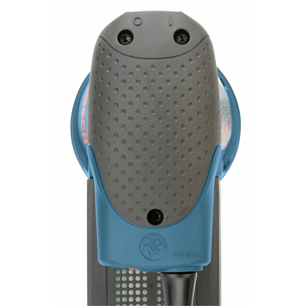 BOSCH ROS20VSK - Lijadora de palma de 2.5 amperios y 5 pulgadas. Kit de lijadora/pulidora orbital aleatoria de velocidad variable con cable con colector de polvo y funda de transporte rígida