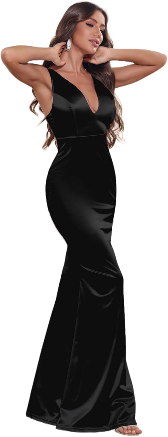 Women's Fashion Ruched Bodycon Dress Sleeveless Sexy One Shoulder Wrap Satin Belted Cocktail Dresses - Image 4