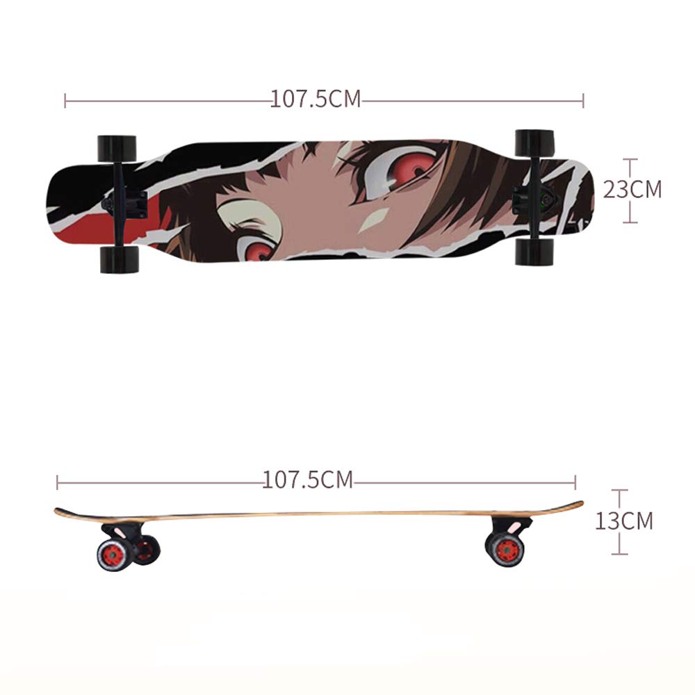 Longboard Dancing Cruiser Drop-Through Freeride Skate Boards, 8 Capas Flexible de Arce Tabla Completa, Rodamientos ABEC-9 Alta velicidad, para Jóvenes Los Adultos Niños Principiantes,A