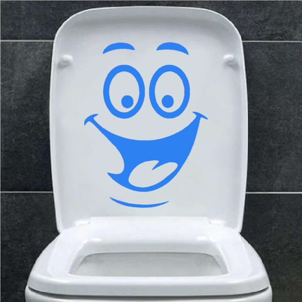 Smiley Face Decal Funny Bathroom Wall Stickers Toilet Seat Decal Wall Art (18.5cm x 14cm, Black)