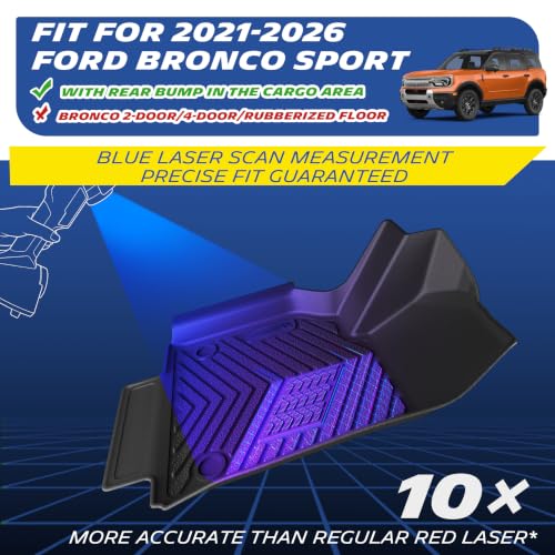 Image of Michelin Vehicle Mats for 2021-2026 Bronco Sport (4 Piece) | Only Fit Full-Size Spare Tire Models or Cargo Floor with Rear Bump, All-Weather TPE Custom Fit Liner, Premier A