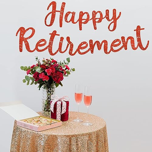 Image of BEISHIDA Pre-Strung Glitter Red Happy Retirement Banner Party Decoration | NO DIY,Happy Retirement Sign,Retirement banner for Women & Man,Retirement Party Supplies
