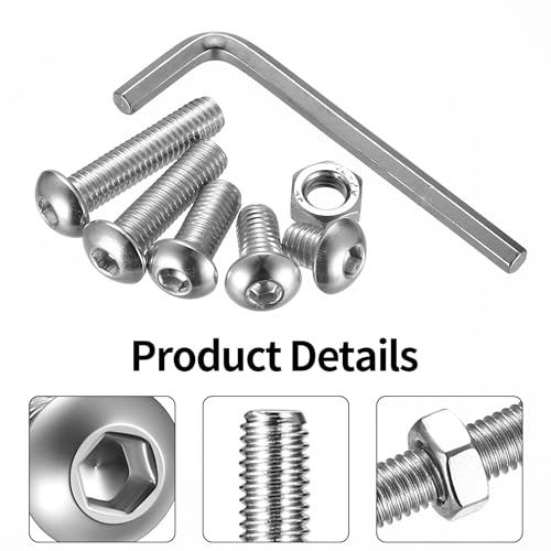 80 Pcs m8 Bolts Set, Hex Socket Button Head Cap Screws Bolts and Nuts Set, m8 Nuts and Bolts Set - Image 3