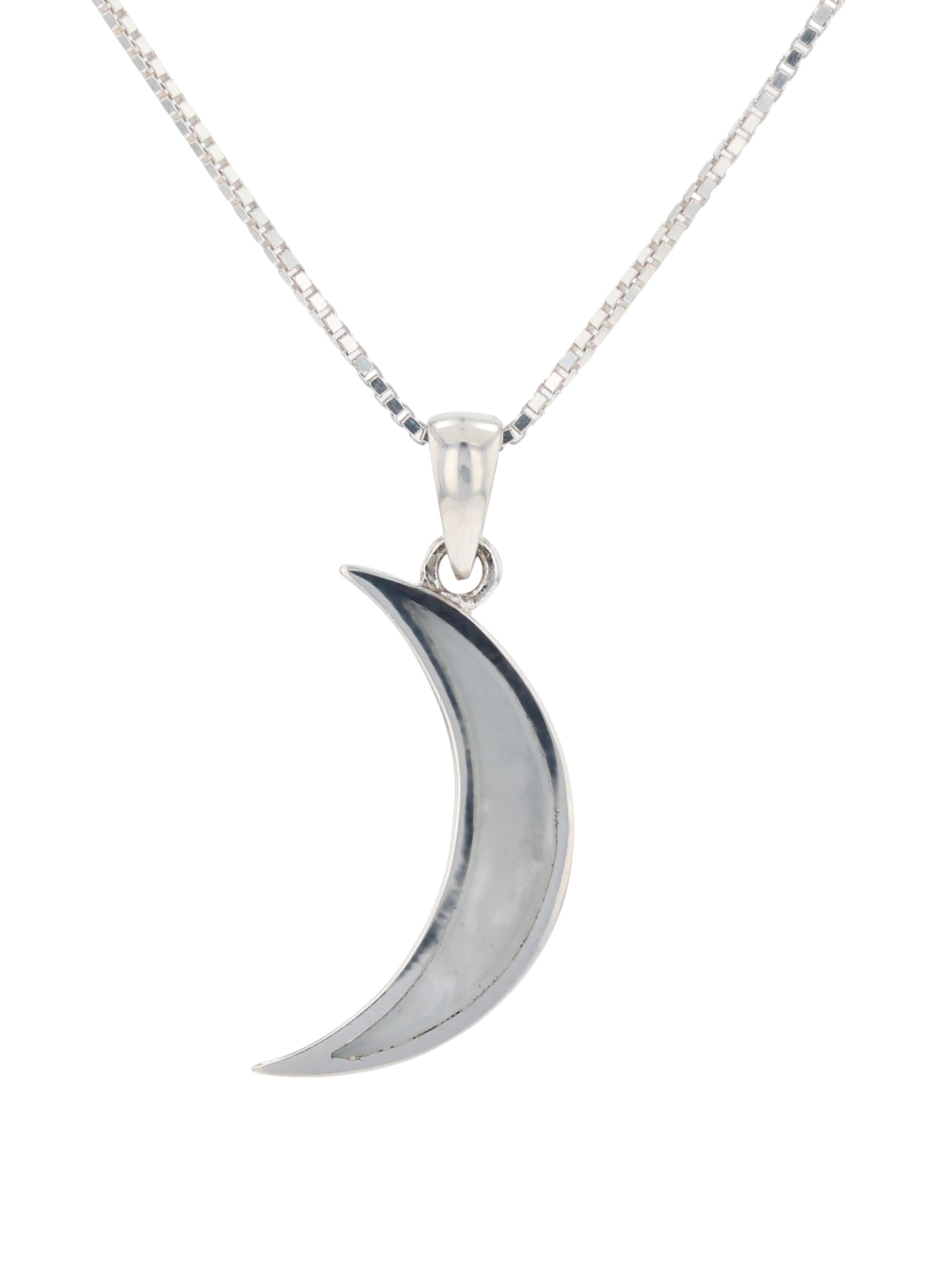 Jewelry Trends Sterling Silver Crescent Moon Pendant Necklace 18"