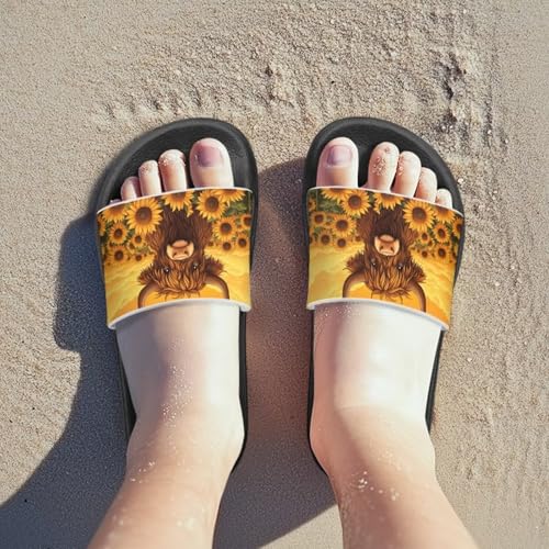 Image of Unisex Slides for Girls Boys Comfortable Slippers Slides Non-slip Shower Shoes House Fashion Thick for Indoor & Outdoor Gifts