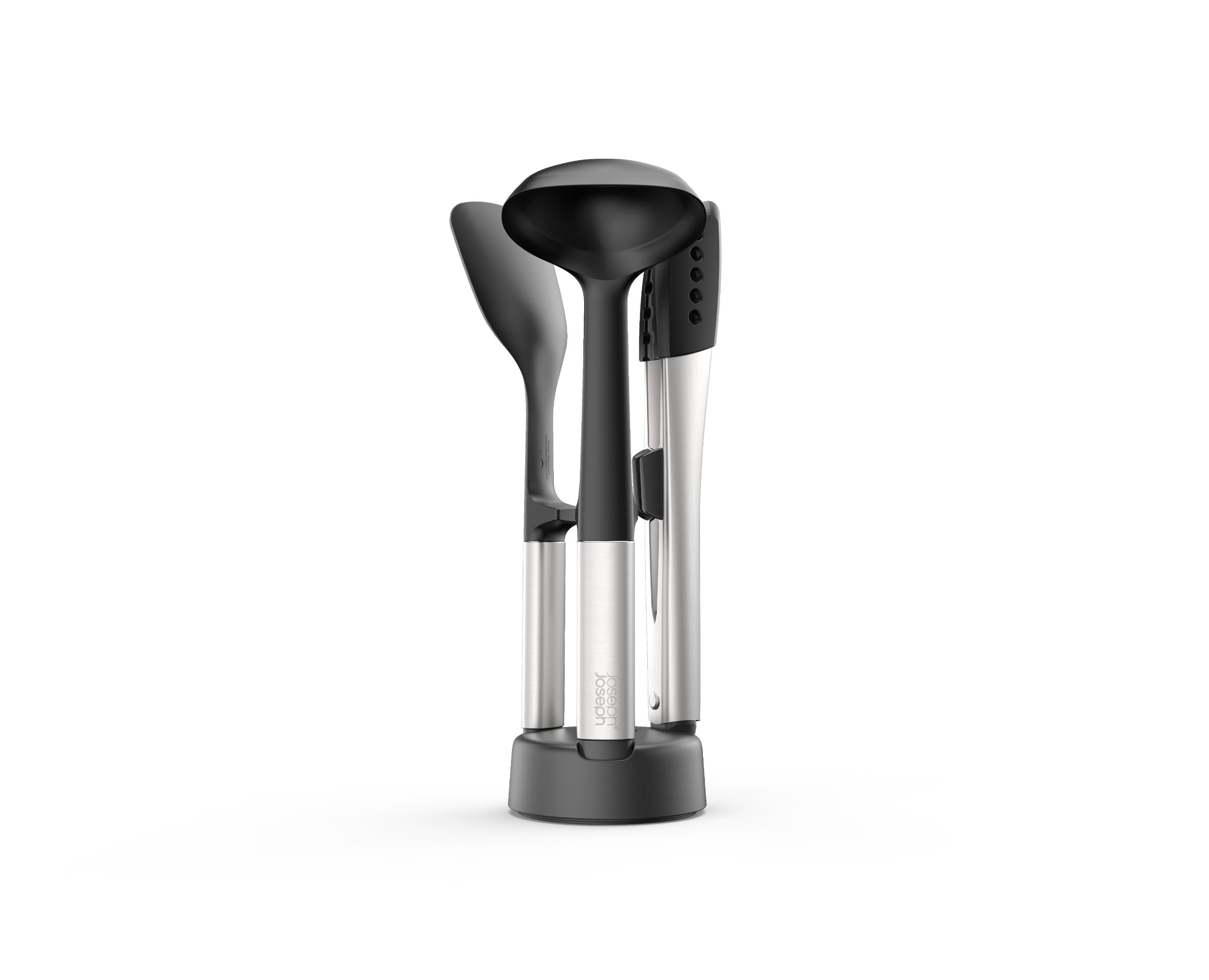 Joseph Joseph Elevate Fusion 3-Piece Silcone Kitchen Utensil Compact Stand, Bpa Free, Heat Resistant, Non Stick Utensil Set, Weighted Stainless Steel Handles