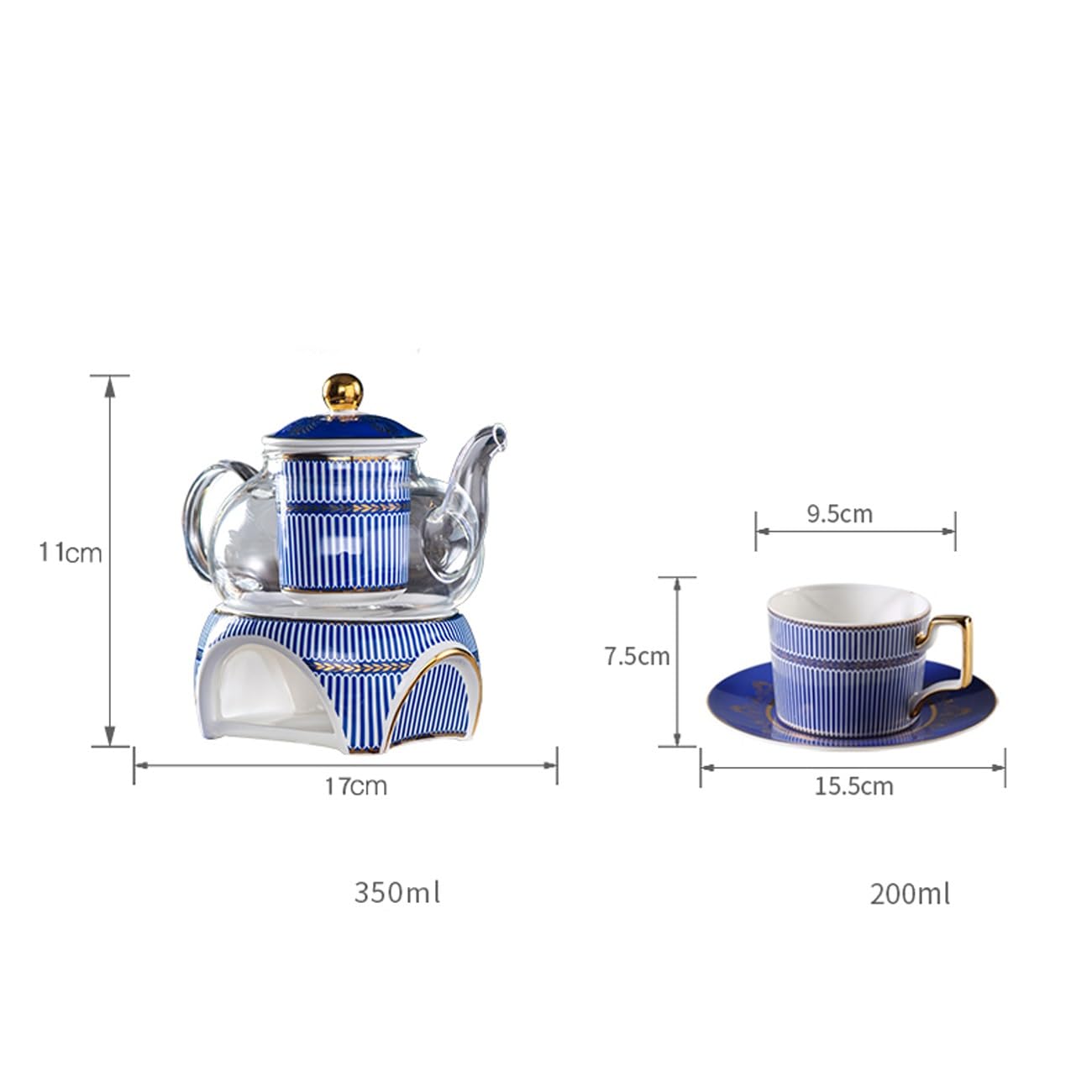 Zestaw do herbaty z porcelany kostnej z metalowym uchwytem, herbata kwiatowa, herbata owocowa, popołudniowa herbata, porcelanowe zestawy ze szklanym czajnikiem i podgrzewaczem, prezenty dla miłośnika