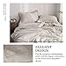 Simple&Opulence 100% Linen Duvet Cover Set with Embroidery Border Washed - 3 Pieces (1 Duvet Cover with 2 Pillow Shams) with Button Closure Soft Breathable Farmhouse - Linen, Queen Size