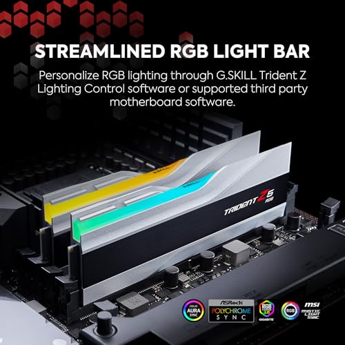 Image of G.Skill Trident Z5 RGB (Intel XMP) 64GB (2 x 32GB) 288-Pin SDRAM DDR5 6000 MHz CL32-38-38-96 1.40V Dual Channel Desktop Memory RAM - F5-6000J3238G32GX2-TZ5RS (Metallic Silver)