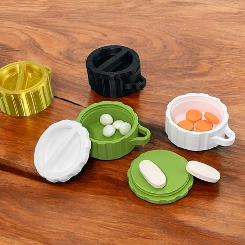 Taşınabilir Kompakt İlaç Kutusu Seti; Kübik Tasarım Sıkı Kapanan Hap Kutusu, Anahtarlık Tipi 2'li Set (36x36x19 mm)