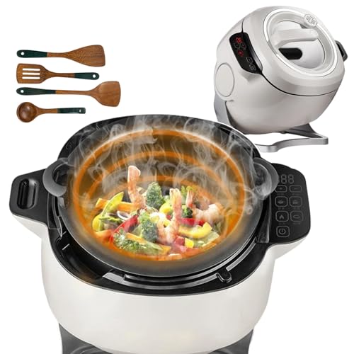 forplubossmmp Procesador De Alimentos Comercial Automático, Máquina De Cocción De 6 litros, Máquina para Saltear, Procesador De Alimentos Tipo Tambor, Robot para Cocinar Y Saltear, Ajuste De Tiempo