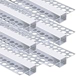 YAMAWIROU Plaster in LED Profile 1M, 6 Pack Trimless Recessed Aluminium Channel with Milky Diffuser for 12mm LED Strip, Double-Sided Drywall Ceiling LED Channel for Plasterboard