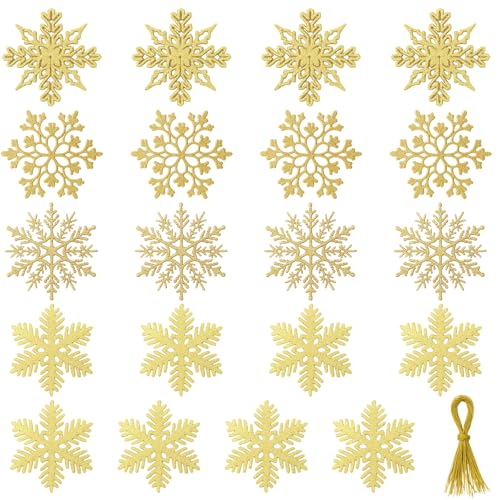 Baumschmuck Weihnachten, 20 Goldene Schneeflocken mit Schnur,...