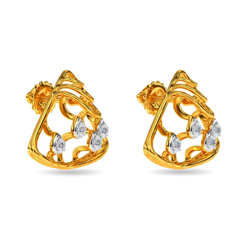 Image of KISNA JEWELS 14KT|18KT BIS Hallmark Pure Gold and Diamond Drops Earrings For Women with Screw Back clouser