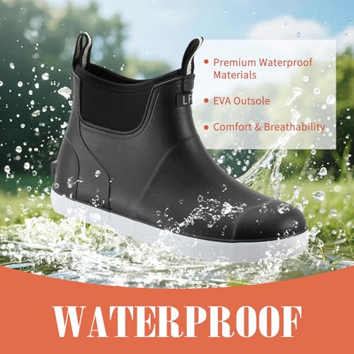 Women’s Deck Boots Waterproof Ankle Rain Boots Short Rubber Chelsea Booties with Anti-Slip Sole,Garden Shoes for Outdoor Work Fishing & Farming - Image 5