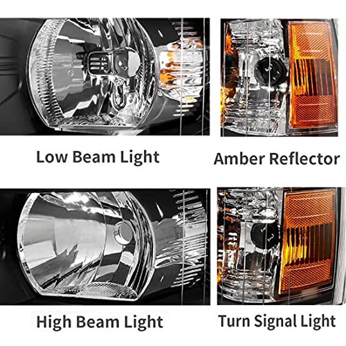 Automotive Headlights Fit for 2007-2013 Chevrolet/Chevy Silverado 1500/2500 HD / 3500 HDLH+RH Headlamp Replacement Chrome Housing with Amber Corners - Image 4