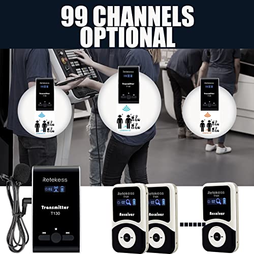Retekess T130 Micrófono para Guía Turística, Dispositivo de Intérprete (4TX 60RX) | Para Iglesia, Escuela, Estilo Clásico, Fácil de Usar, Bolsa Portátil con 60 Ranuras miniatura 5