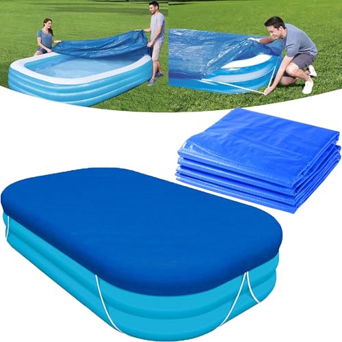 Rectangle Inflatable Pool Cover Fits 120 in x 72 in Swimming Pool Above Ground Pool Cover Dustproof Waterproof Pool Cover for Outdoor Backyard Family Swimming Pool (Blue 10 x 6 (Rectangular))