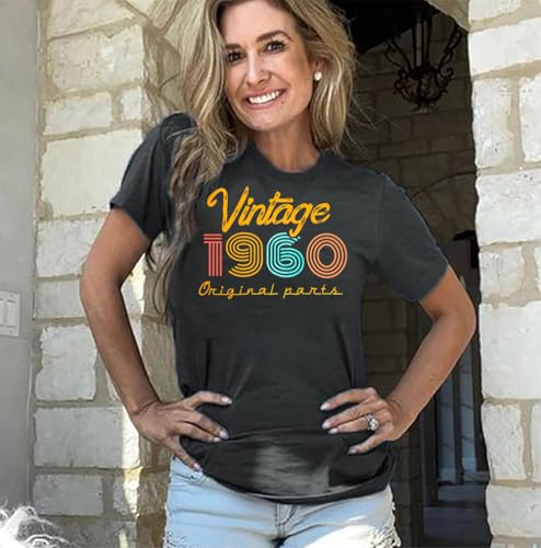 Women 65th Birthday Shirt Vintage 1960 Tshirt Sixty Five Bday Gift Casual Birthday Apparel Flower Graphic Tee Tops3